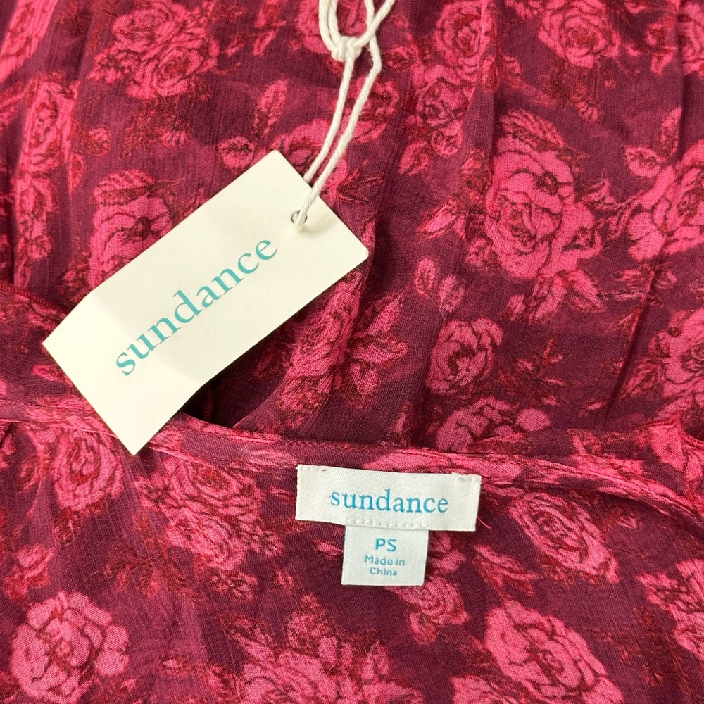 RARE ✨ Sundance red Blooms Dress Rose Garden Party dress size Petite Small - Picture 8 of 16